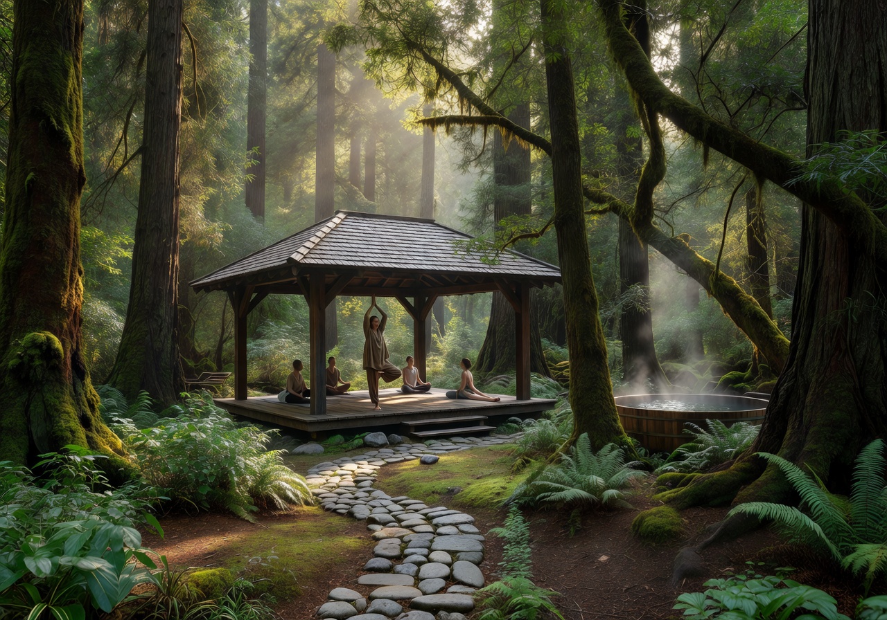 Forest wellness retreat ambiance